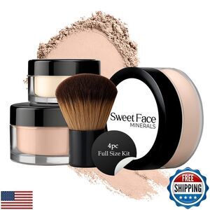 4pc Full Size Kit (Light) Mineral Makeup Matte Translucent Loose Foundation